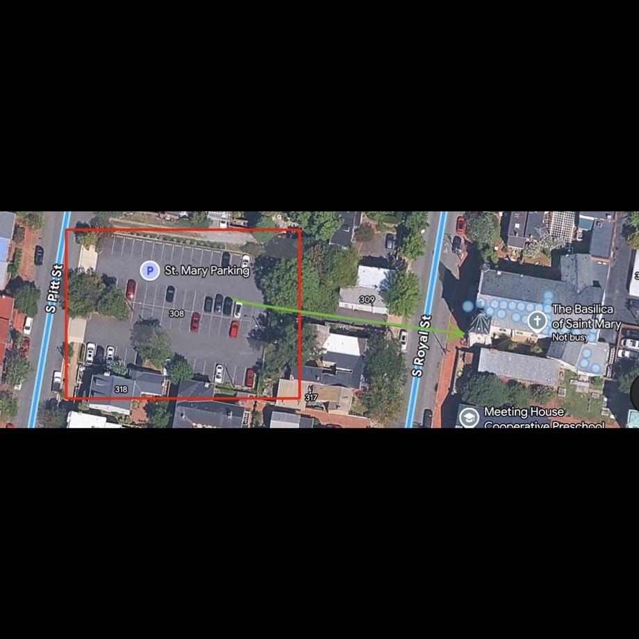 One of three church parking lots.
