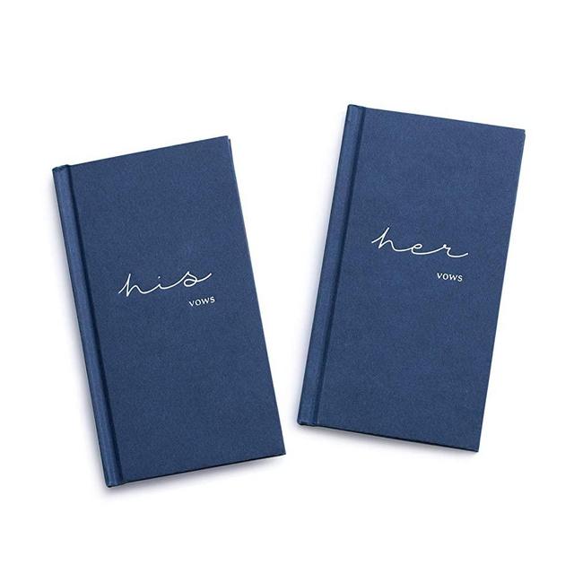 Ling's moment Hardcover Vow Books His and Hers Wedding Vow Books Wedding Keepsake Wedding Journal Bridal Shower Gifts(Navy Blue)