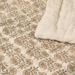 Flora Block Print Quilt - Natural