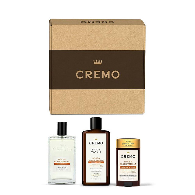 Cremo Men's Cologne Gift Set, Spice & Black Vanilla – Cremo Cologne, Body Wash for Men & Antiperspirant Deodorant
