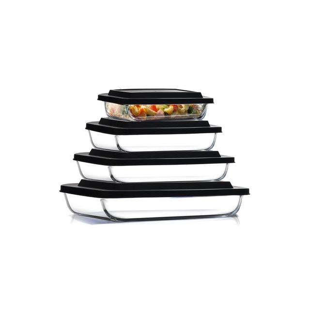 Joytable 4-Pack Baking Pans Set, Glass Food Storage Containers with Lids, Glass Baking Dishes for Oven