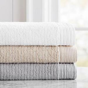 Aerospin™ Ribbed Organic Bath Towels-Gray Mist