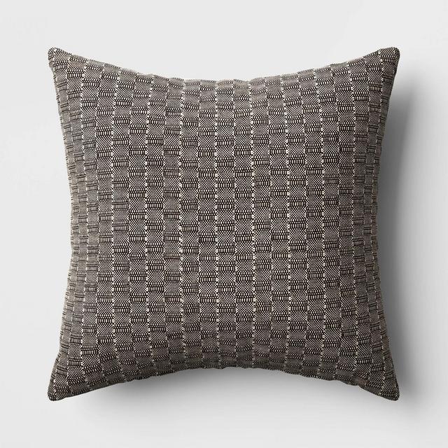 Oversized Textural Woven Square Throw Pillow Black/Neutral - Threshold™