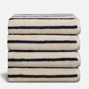 Super-Plush 4-Piece Bath Towel Bundle | Striped Midnight Navy