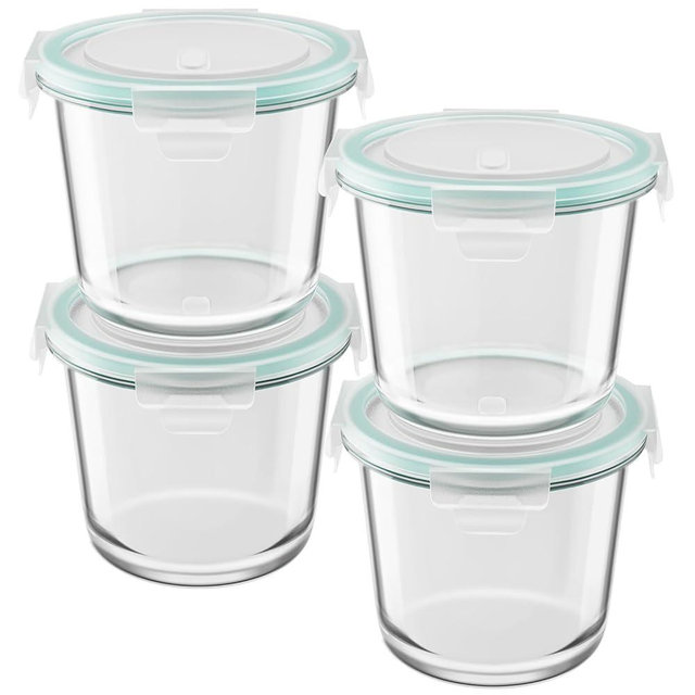 8 PCS Glass Meal Prep Containers With Lids, Airtight 3 Cup Storage Set, Heat-Resistant BPA-Free for Soup Leftover, Microwave, Dishwasher, and Freezer Safe