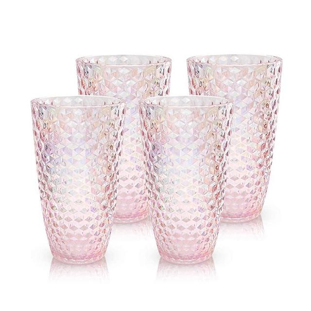 Laguna Beach Tall Tumbler Pink, 19oz, Set of 4, Shatterproof Tritan Drinking Glasses, Plastic Tumblers - Unbreakable Glassware for Indoor and Outdoor Use - Reusable Drinkware, BPA Free, FDA Approved