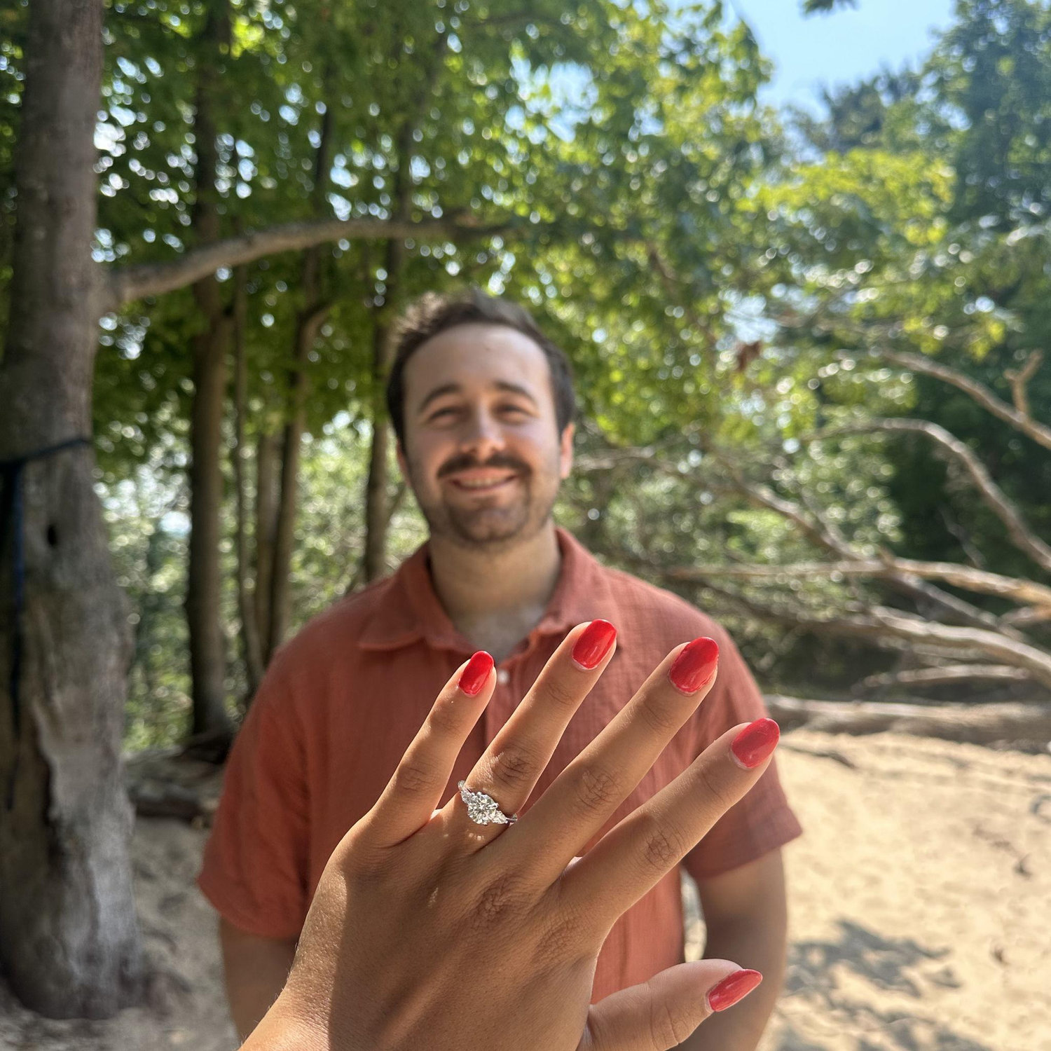 The day Kobe proposed in Pentwater at our go-to hammocking spot, 2024.