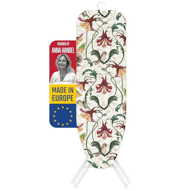 Bartnelli Ironing Board | Vintage Design by Anna Handel, Comfortable Ironing with Thick Padding & Eco-Friendly Cover | 13x43 Space-Saving with Smart Folding & Hanging, Effortless Ironing, White