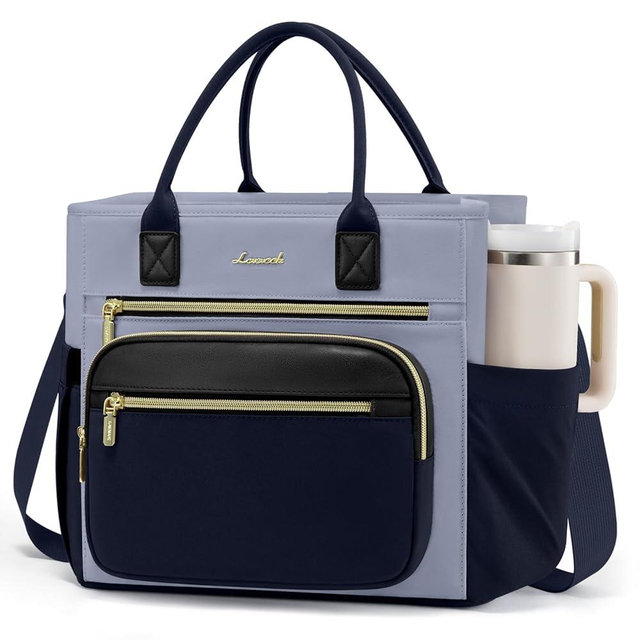 LOVEVOOK Insulated Lunch Bag Women,Wide Opening Adult Lunch Box Women,Leakproof Cooler Bag for Work Picnic Beach Family College,Lunch Teacher Tote Bag with Adjustable Shoulder Strap and Cup Holder