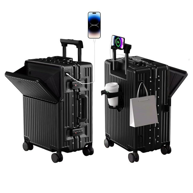 Zipperless Luggage, 22.4x15.4x9.4 Aviation Certified, Polycarbonate Aluminum Hardshell, Expandable Carry-On Luggage with Spinner Wheels, Hardshell Luggage, 20 Inch Cabin