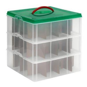 Snapware Snap 'N Stack Square 3-Tier Seasonal Ornament Storage Container, 13 by 13-Inch