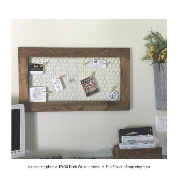 Frame with chicken wire farmhouse living room decor 17x30
