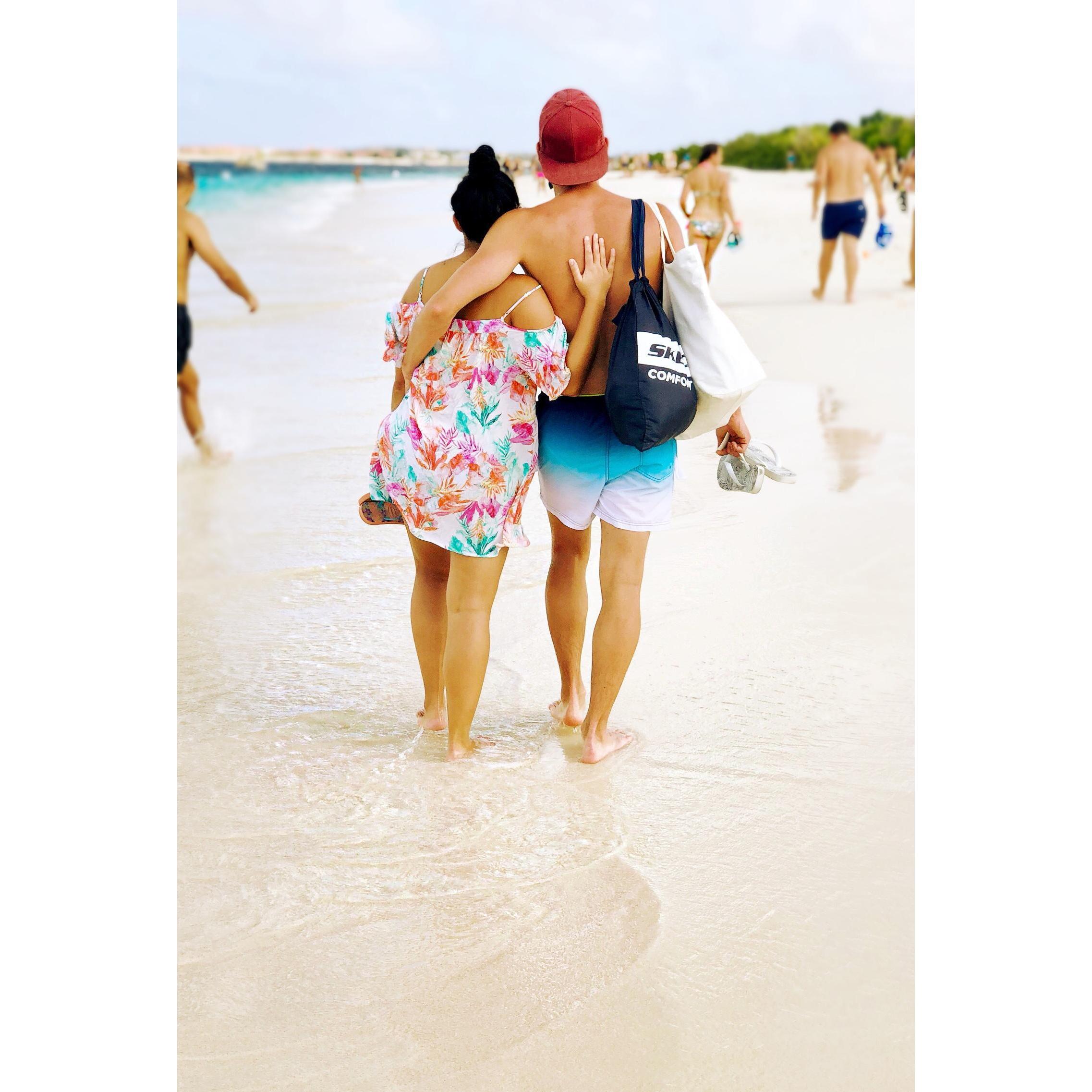 A walk on the beach after a day of snorkeling on the island of Bonaire - 2019