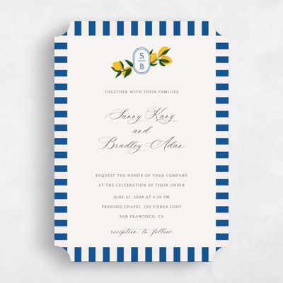 Beige Ticket Wedding Invitation - Limone Portrait