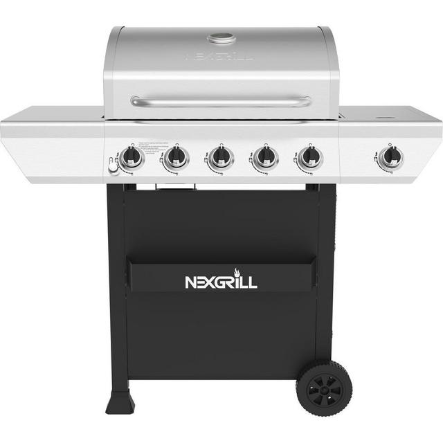 5-Burner Propane Gas Grill in Stainless Steel with Side Burner and Condiment Rack