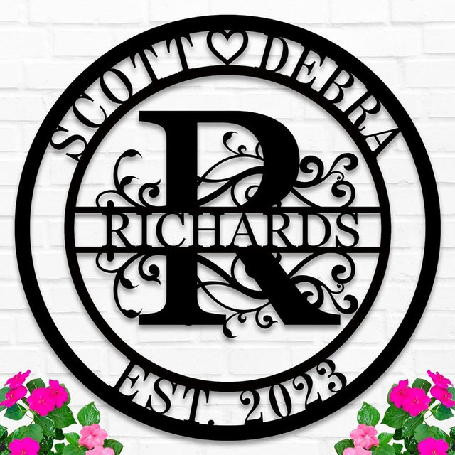 Wedding Gifts for Couples 2023 Last Name Signs for Home Personalized Metal Signs Monogram Wall Decor Personalized Family Name Sign Personalized Anniversary Wedding Gift