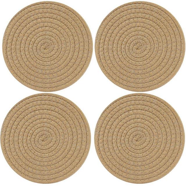 ME.FAN Trivets/Potholders 4 Set Cotton Thread Weave Trivets for for Hot Pots and Pans - Large Coasters/Hot Pads/Hot Mats to Protect Desktop & Countertop - 7 Inch - Brown