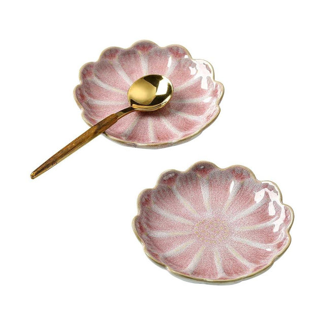 TOPSKINOY Set of 2 Ceramic Coffee Spoon Rest for Coffee Bar, Cute Cooking Spoon Holder for Stove Top Kitchen Counter, Pink