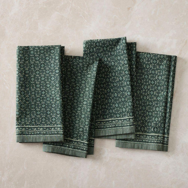 Jude Block Print Napkins, Green, Set of 4