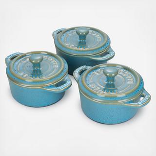 Rustic 3-Piece Mini Round Cocotte Set