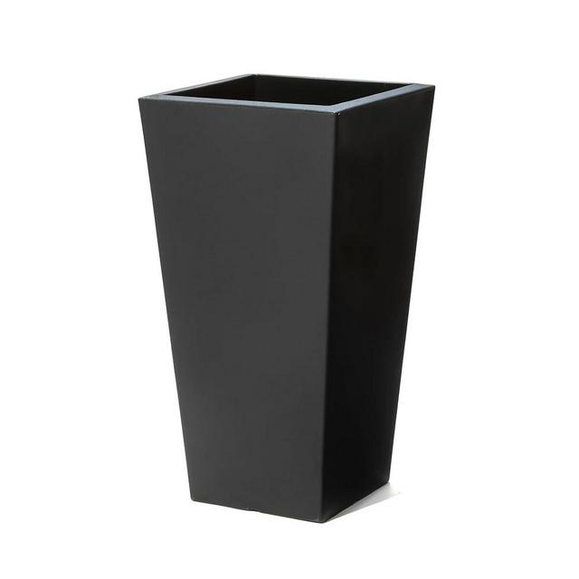 Step2 Tremont Tall Square Planter Pot, Large Outside All-Season All-Weather Gardening Pot for Patio and Front Porch, Onyx Black