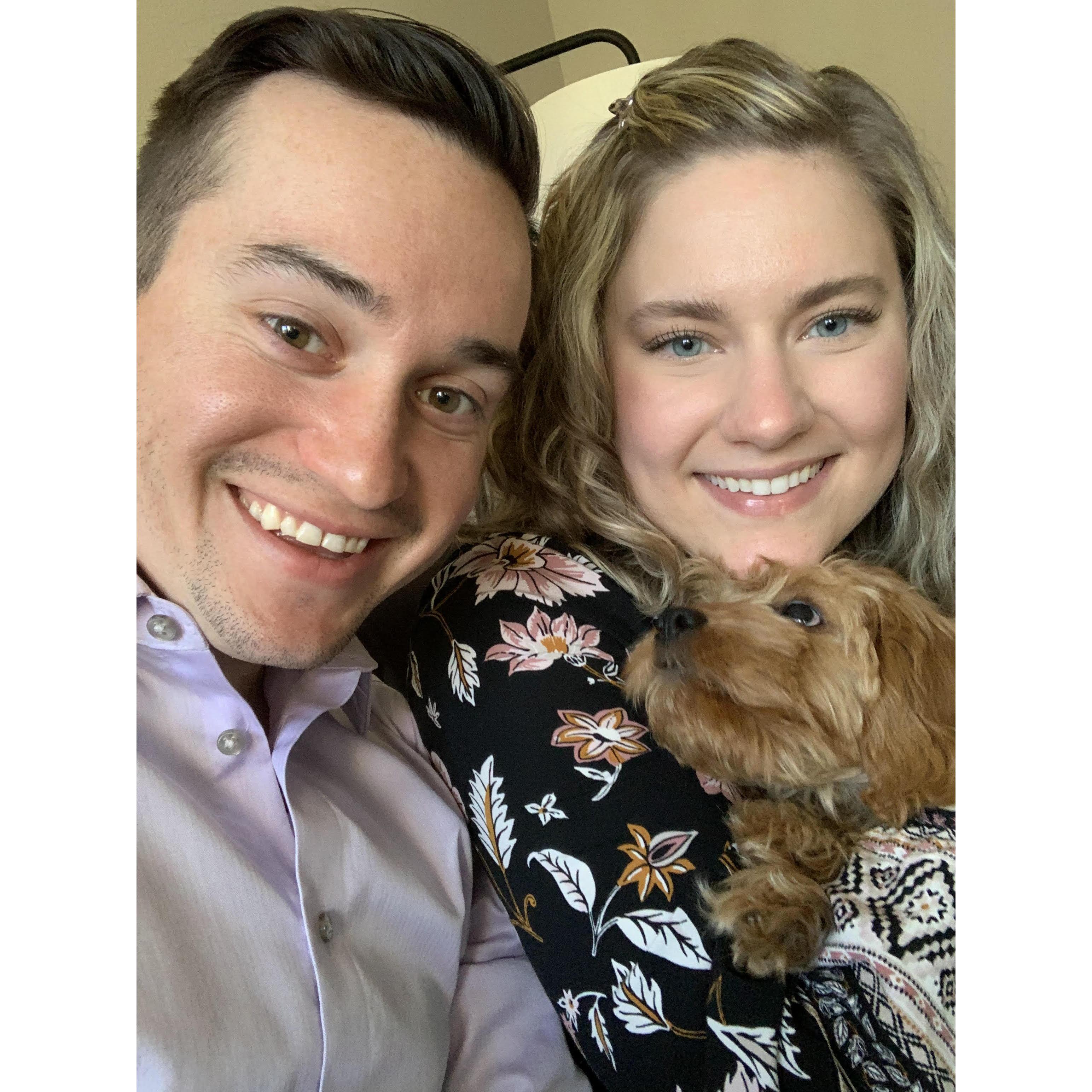 Date night! I think this was the first night we left puppy Banksy at home. April 2021.