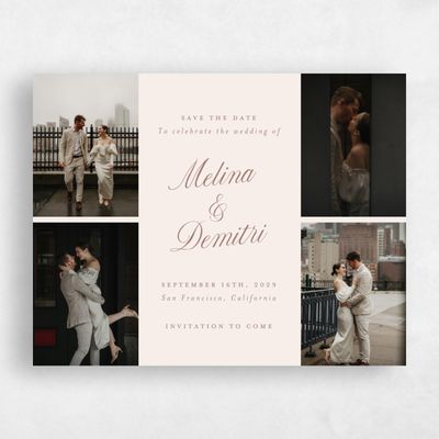 Beige Wedding Save the Date - Mabel Multiphoto