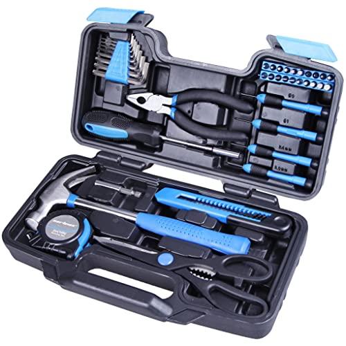 Cartman Blue 39-Piece Cutting Plier Tool Set - General Household Hand Tool Kit with Plastic Toolbox Storage Case