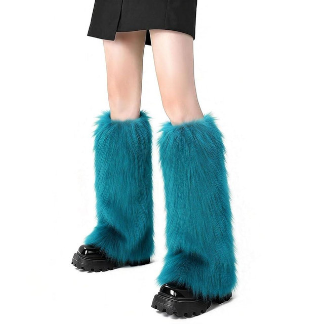 XEPST Faux Fur Fuzzy Leg Warmers Furry Boot Covers for Women, Warm Fuzzy Boot Cuff Boot Sleeves Leg Warmers for Party Costume