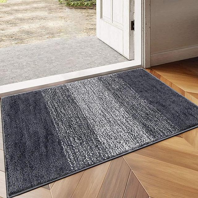 Vaukki Indoor Doormat Entryway Door Rug, Non Slip Absorbent Mud Trapper Mats, Low-Profile Inside Floor Mats, Soft Machine Washable Large Rugs Door Carpet for Entryway (32"x48", Grey)