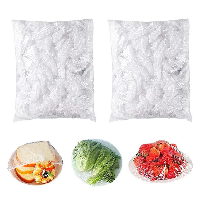Homelove Fresh Keeping Bags Canning Lids, 200pcs Food Covers,Reusable Elastic Food Storage Covers, Plastic Sealing Elastic Stretch Adjustable Bowl Lids, Universal Kitchen Wrap Seal Bags for Cover Food