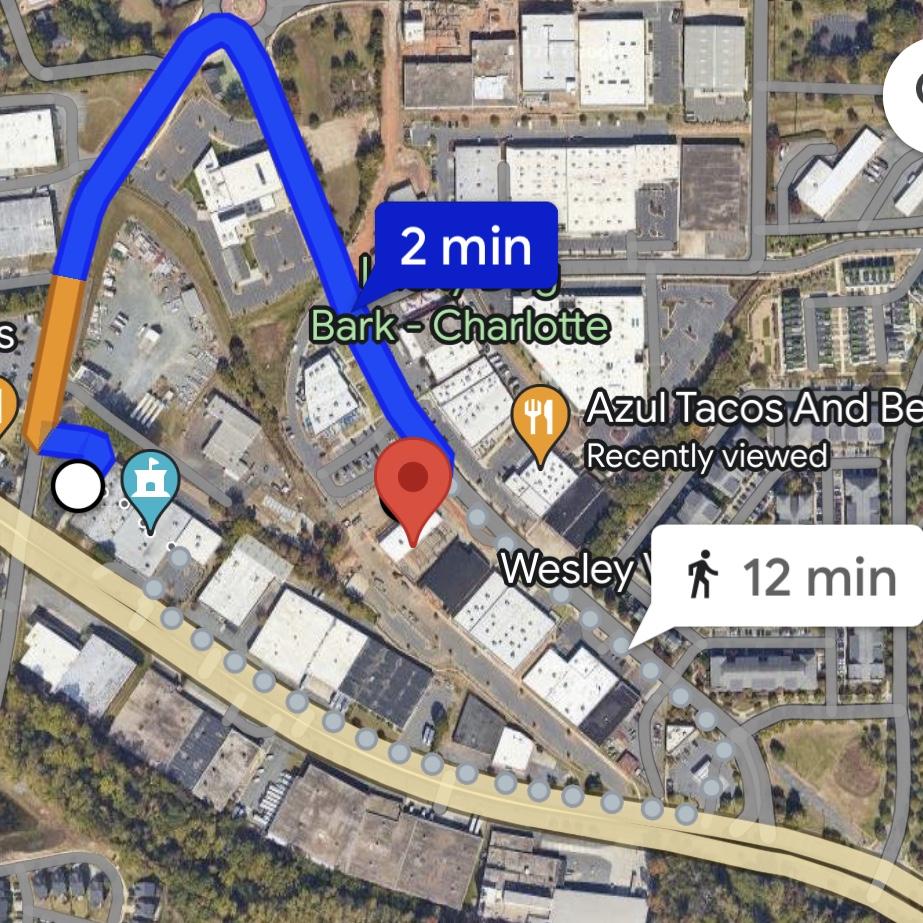 Drive and walk between venue and Pizza Baby