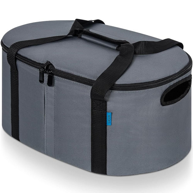 LASUK Portable Slow Cooker Travel Bag, Isulated Carrier Case Tote for 4-8 Quart Crock Carrier Compatible with Else Brands, Internal Mesh Net Holds Pot in Place, For Travel, Outdoor, Picnic, Grey