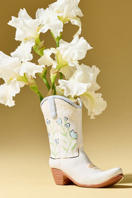 Ruby Clay Cowboy Boot Vase