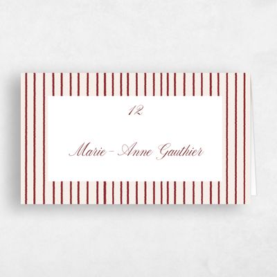 Linen, Red Wedding Place Card - Rodez