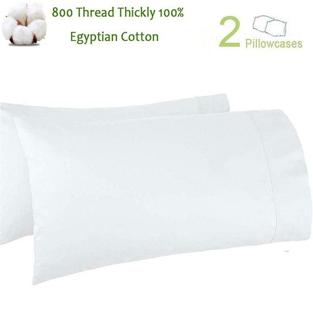 Haperlare 2-Pack 100% Egyptian Cotton 800 Thread Count Pillowcases Premium White Cotton Pillowcases, Queen Pillowcase Pillow Covers, 20 x 30 inch
