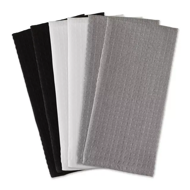 DII Solid Waffle Recycled Cotton Kitchen Towels in Neutrals (Set of 6)