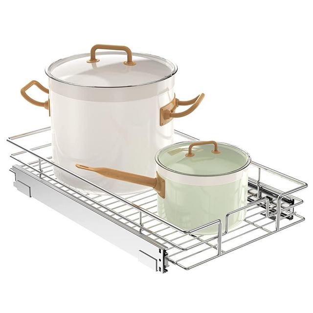 LOVMOR Pull Out Cabinet Organizer 11" W x 21" D, Kitchen Cabinet Pull Out Shelves Slide Out Storage