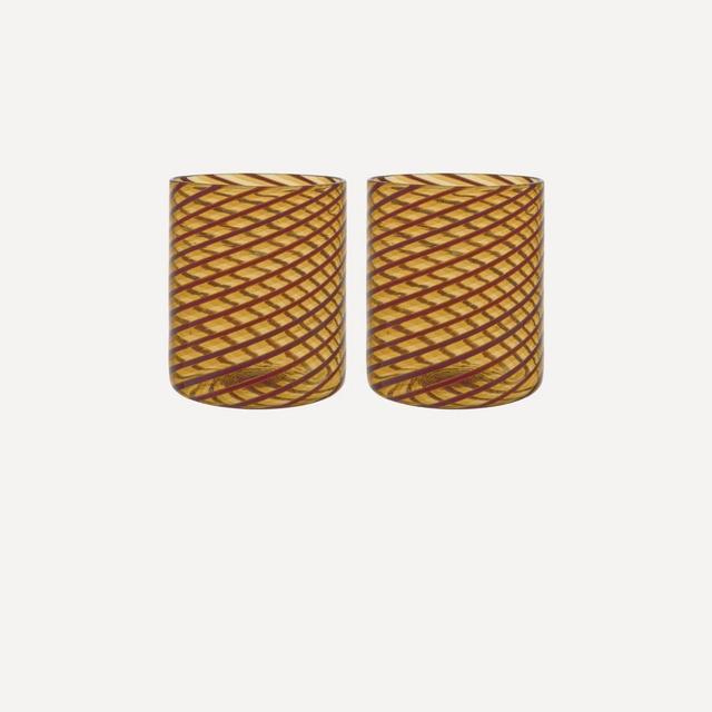 S/4 Murano Whisky Glasses, Amber/Chocolate