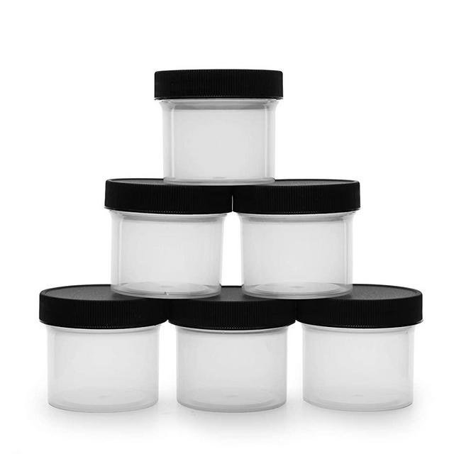 Salad Dressing Condiment Containers (6-Pack); 2-Ounce To-Go Plastic Mini Food Storage Jars for Lunch Boxes; Carry Up to 4 Tablespoons