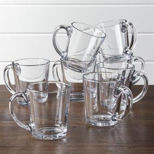 Moderno Clear Glass Coffee Mug, Set of 8