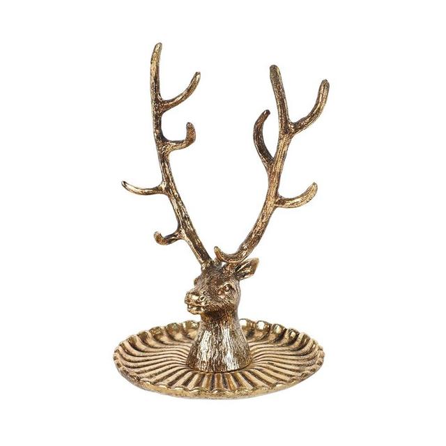 NIIKY HOME Vintage Jewelry Dish Tray, Small Deer Ring Holder, Gold Jewelry Tray, Trinket Dish Vanity Tray for Dresser Christmas Birthday Wedding Gifts