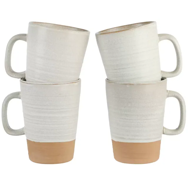 Gibson Elite Dreamweaver 4-Pack Terracotta Reactive 17oz Mug Set Cream 17 Ounce