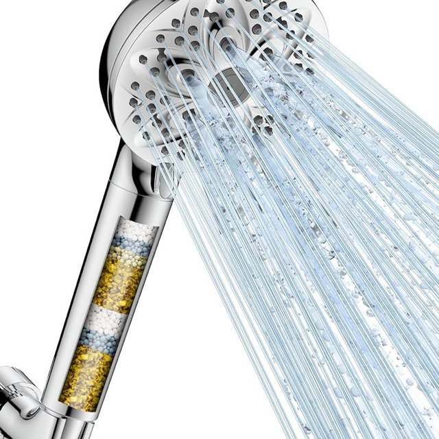 6-Setting Filtered Handheld Shower Head, JDO High Pressure Shower Head with Replaceable Filter Cartridge 4.7 Inch Detachable Showerhead for Chlorine Hard Water Removal 59 Inch Stainless Steel Hose