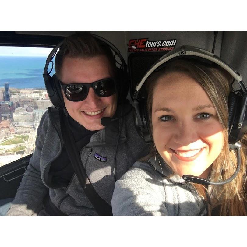 Taking a helicopter ride over Chicago.