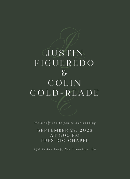 Cortona Portrait | Deep Forest | Zola Wedding Invitations