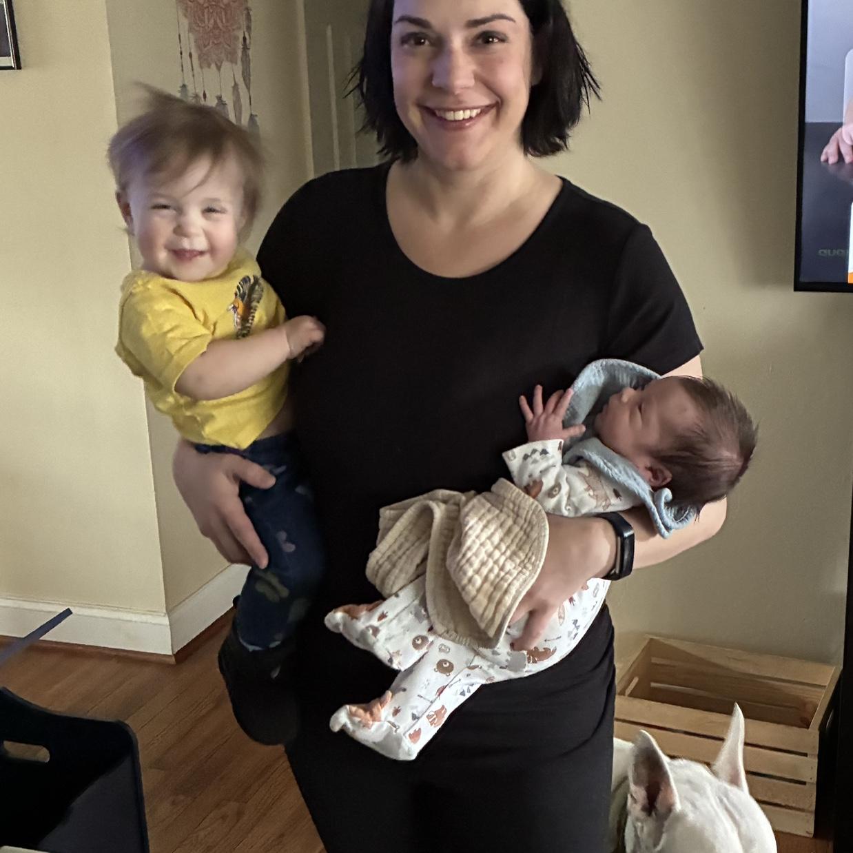 Gang is all here! First day home from the hospital with Luke.