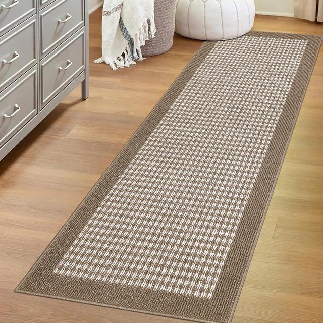 Ileading Laundry Room Runner Rug 2'x6' Non Slip Farmhouse Kitchen Floor Mats with Rubber Backing Machine Washable Brown Indoor Decor Carpet for Doormat Hallway Entryway Petmat Garage Balcony