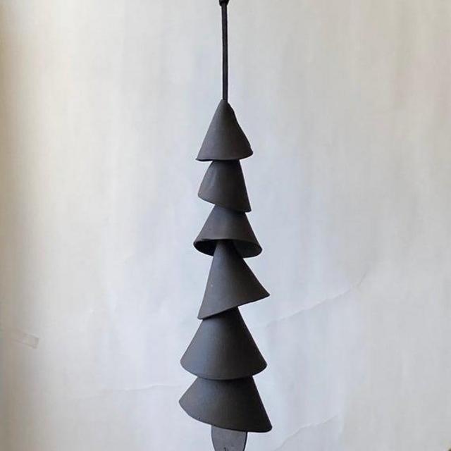 Small black clay ceramic wind chime