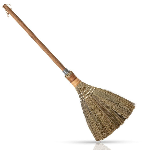 BMart Home Natural Whisk Sweeping Brownn Handle Broom - Vietnamese Straw Soft Broom for Cleaning Dustpan Indoor-Outdoor, Sofa, Car Hood, Decoration Items - 9.84'' Width, 29.75" Length